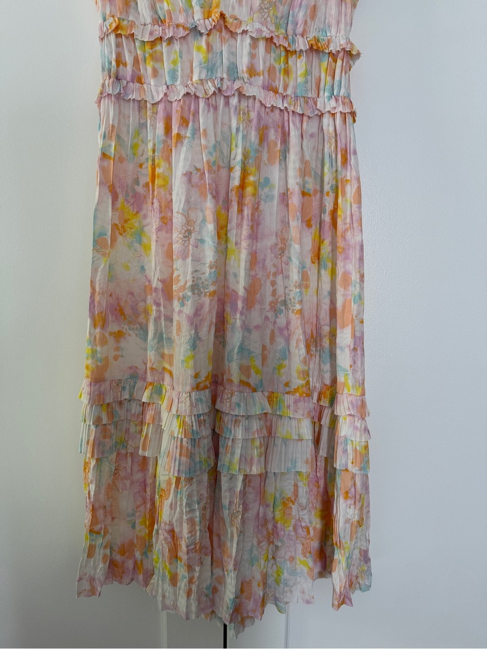 Current Air | Sereia Watercolor Pleated Midi Dress - Picture 4 of 7
